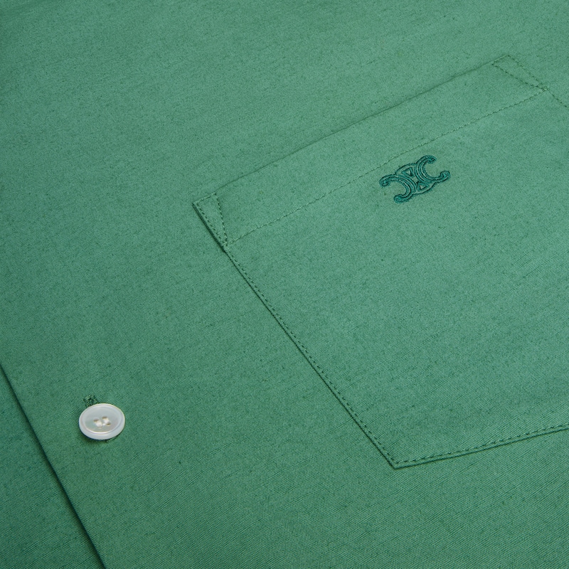 볼링 셔츠 - 코튼 & 리넨 클로스 - 클로로필 -  - 1 | CELINE