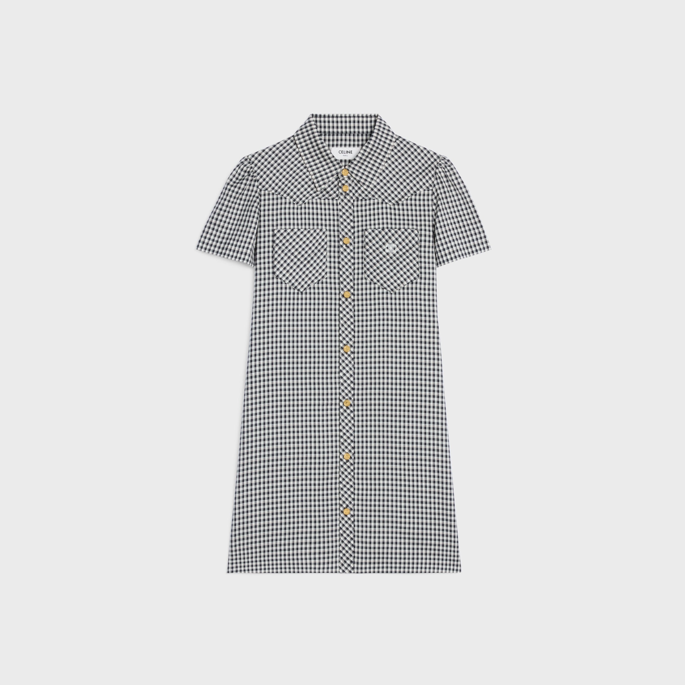 CELINE★セリーヌ LONG SHIRT DRESS IN SILK CREPON RR08P0I57 long shirt dress in cotton silk crepon - IVOIRE | CELINE