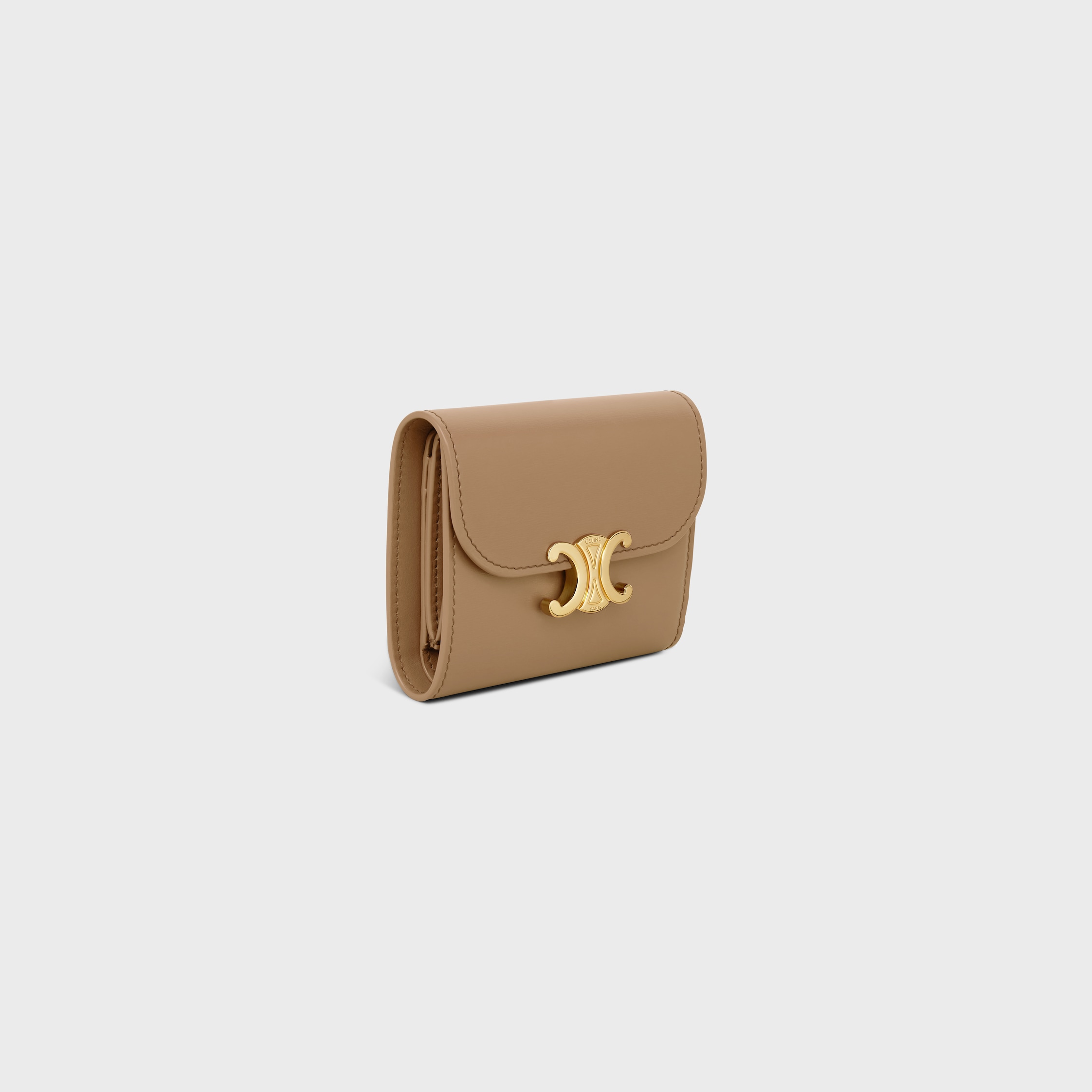CELINE☆スモール フラップウォレット トリオンフ ダークセピア スモール ジップウォレット トリオンフチャーム / グレインド