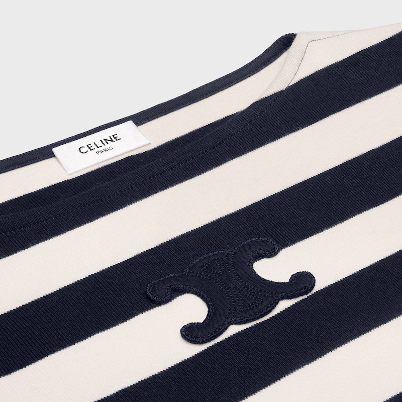 t-shirt triomphe marini&egrave;re jersey coton - NAVY / CREAM -  - 1 | CELINE