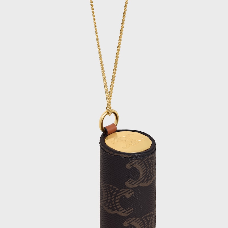 標誌印花及牛皮革唇膏項鍊 - 棕黃色 - 唇膏及配件 - 1 | CELINE