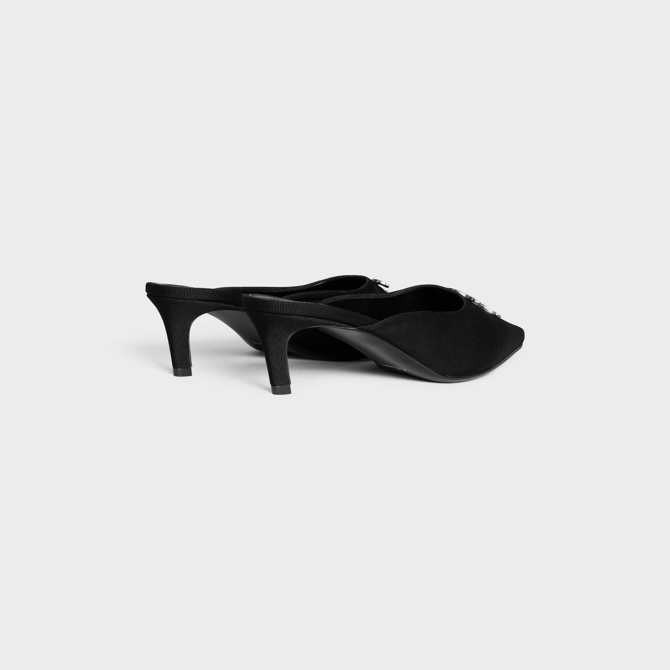MULE ALMA TRIOMPHE CELINE IN TESSUTO DI GROS GRAIN - NERO