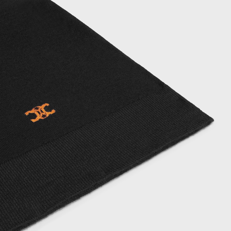 v-neck sweater IN cashmere - BLACK/ORANGE -  - 1 | CELINE
