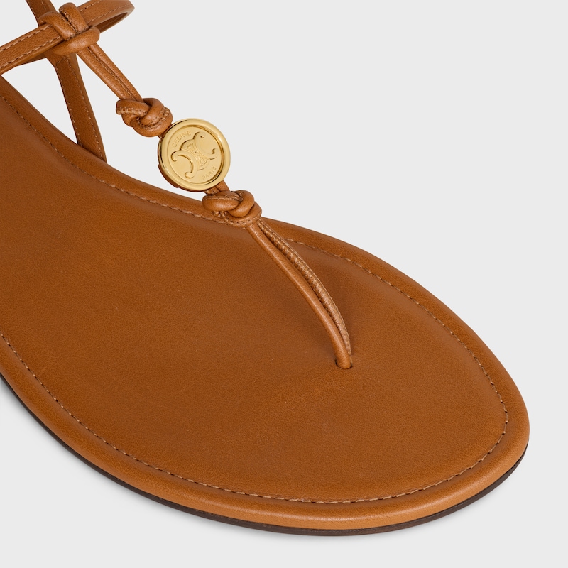 Sandalo penny in morbida pelle di vitello - COGNAC -  - 1 | CELINE