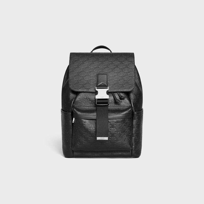 BACKPACK IN CALFSKIN WITH TRIOMPHE EMBOSSED - BLACK - BACKPACKS - 1 | CELINE