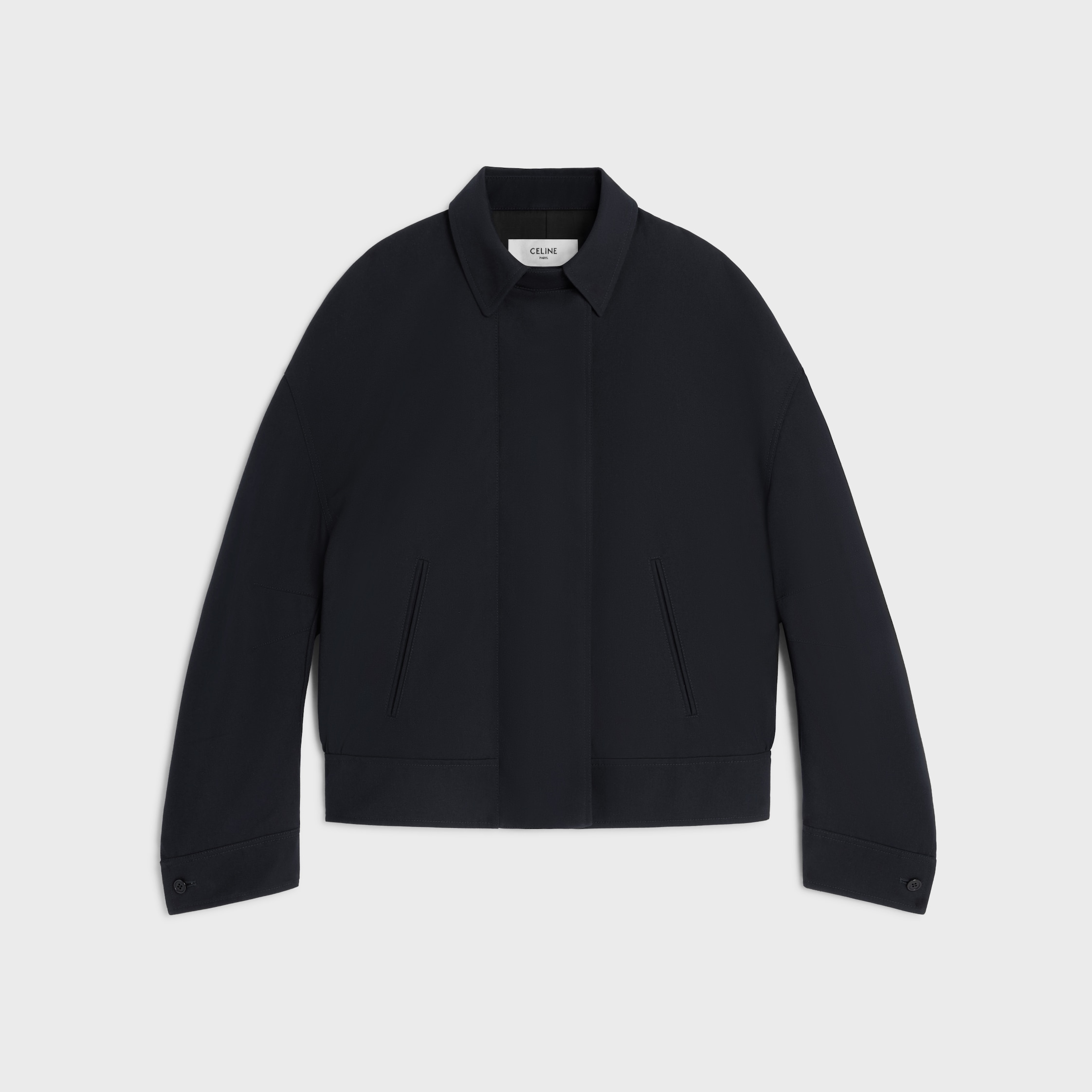 jacket IN WOOL AND COTTON GABARDINE - NAVY | CELINE