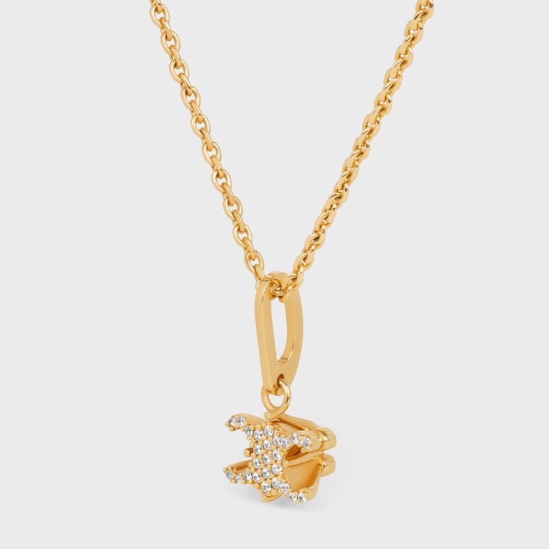 Triomphe Solitaire Sparkle Necklace in Strass and Brass with Gold Finish - GOLD -  - 1 | CELINE