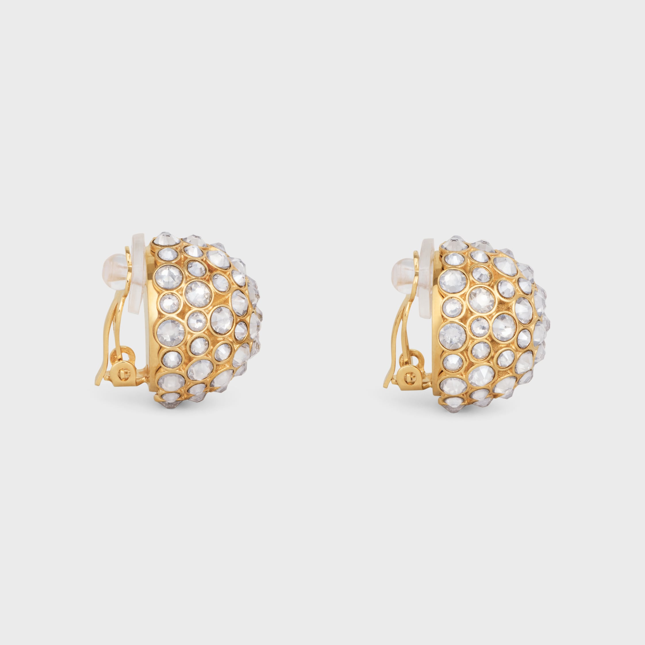 ［大人気！］CELINE Dome Heirlooms リング 461LX6BRS35OR CELINE HEIRLOOMS DOME EARRINGS IN STRASS AND BRASS WITH GOLD