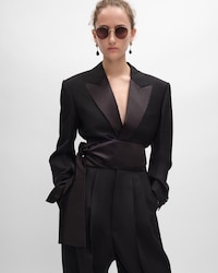 peplum jacket IN WOOL GABARDINE - BLACK -  - 2 | CELINE