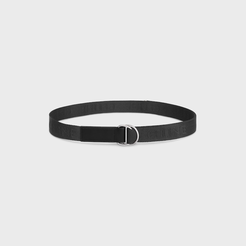 CINTURÓN DE DOBLE ANILLA GRANDE 30 MM DE TEJIDO JACQUARD Y PIEL DE BECERRO - NEGRO -  - 1 | CELINE