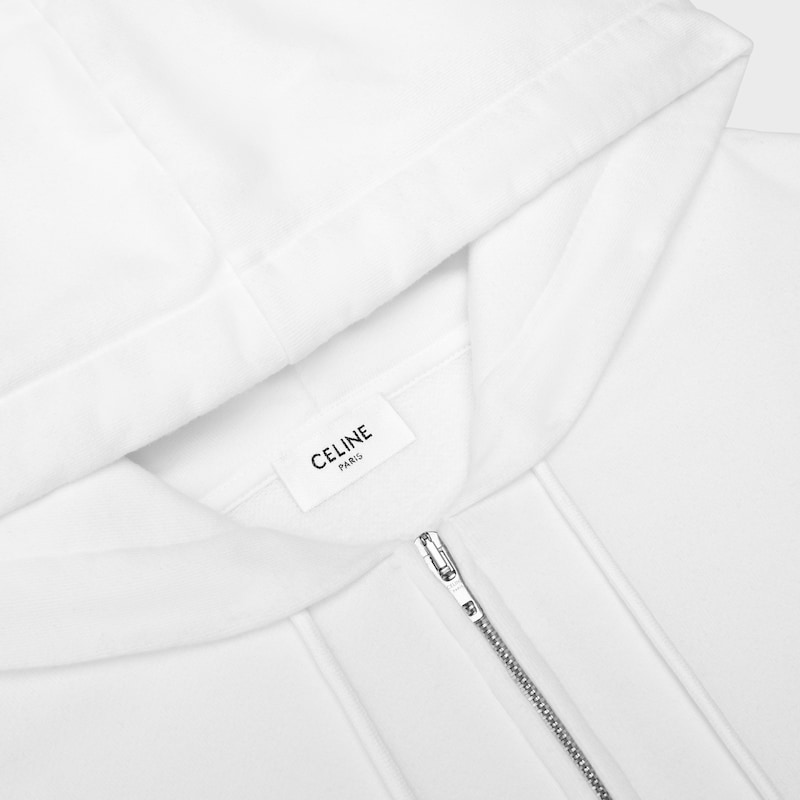 zipped hoodie IN cotton fleece - OPTIC WHITE / BLEU KLEIN -  - 1 | CELINE