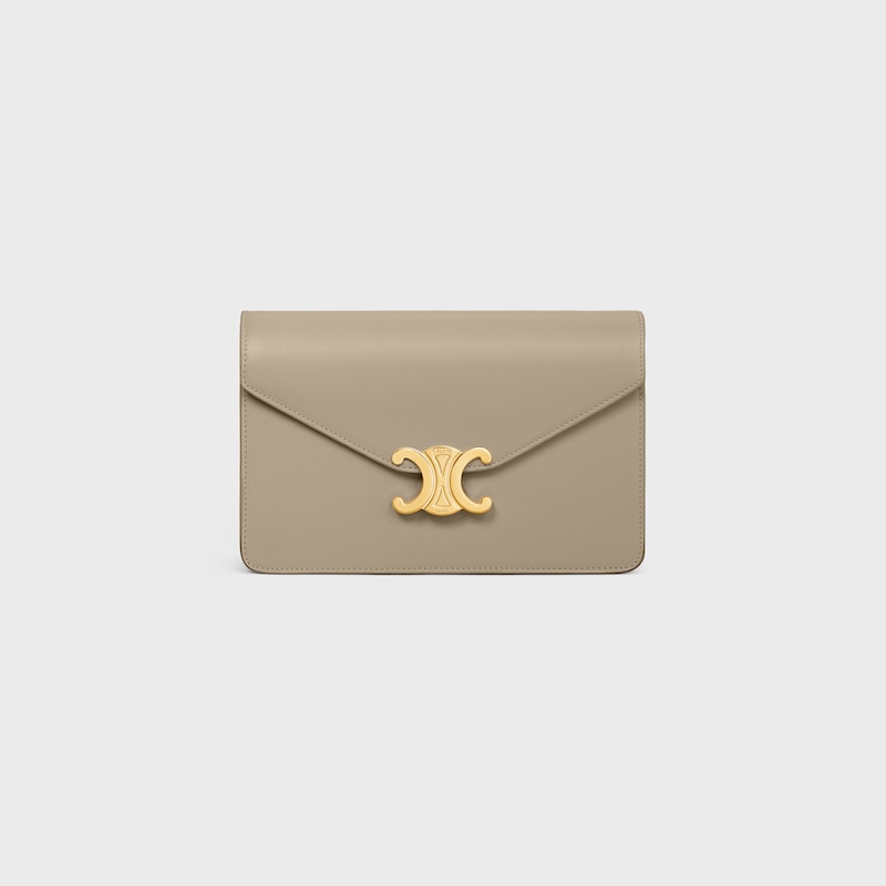WALLET ON CHAIN MARGO IN Shiny calfskin - MODERN TAUPE - MORE LINES - 1 | CELINE