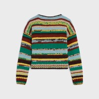 crewneck sweater IN MOULINE ALPACA AND WOOL - GREEN/MULTICOLOR -  - 2 | CELINE