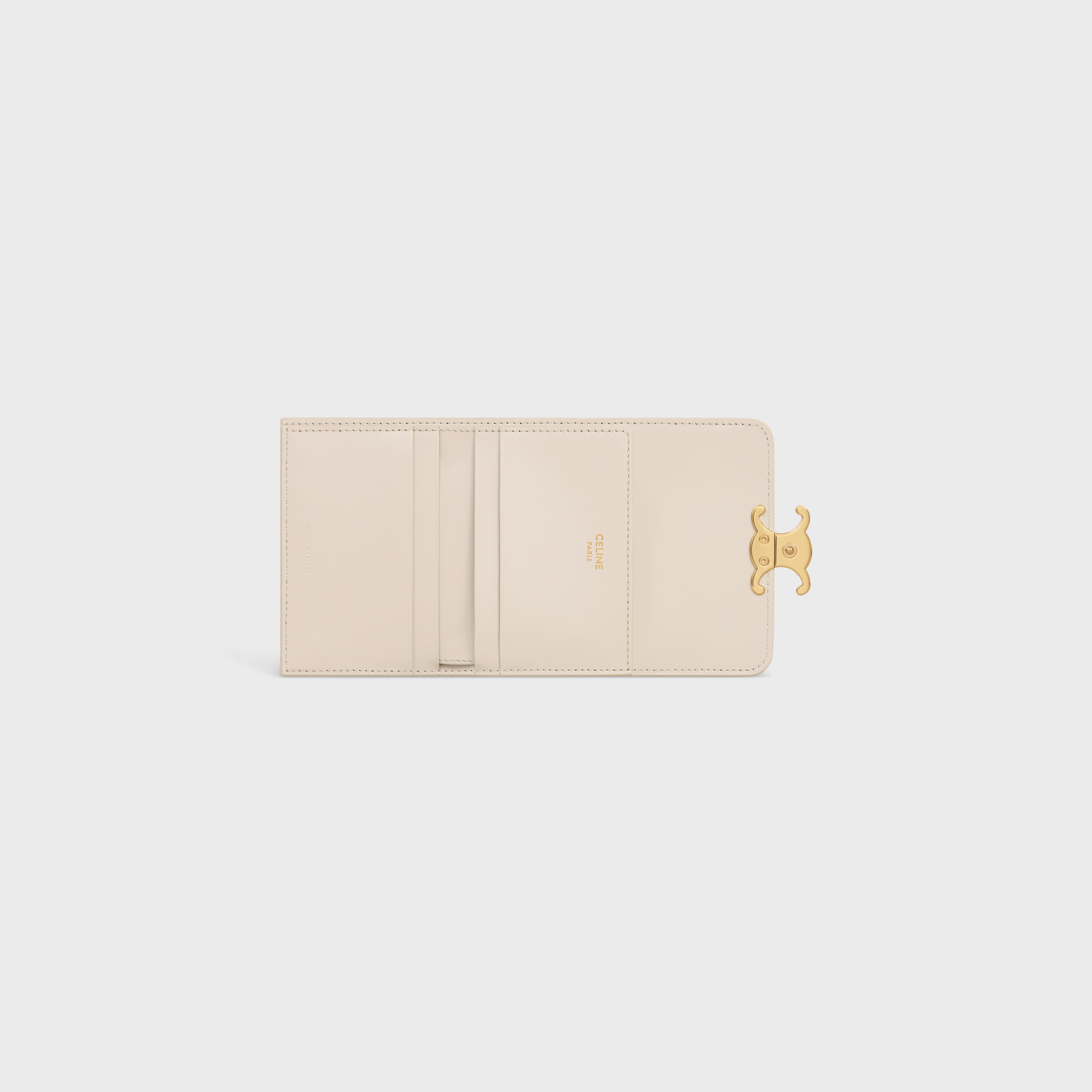 ☆☆CELINE☆☆ 24FW Celine Card Wallet 10M242GC402SI Beige COMPACT WALLET WITH COIN TRIOMPHE IN SHINY CALFSKIN - PALE