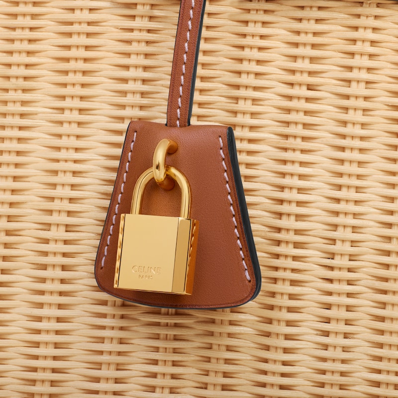 TEEN CELINE CONTI BAG IN WICKER AND NATURAL CALFSKIN - NATURAL / TAN - TOP-HANDLE BAGS - 1 | CELINE