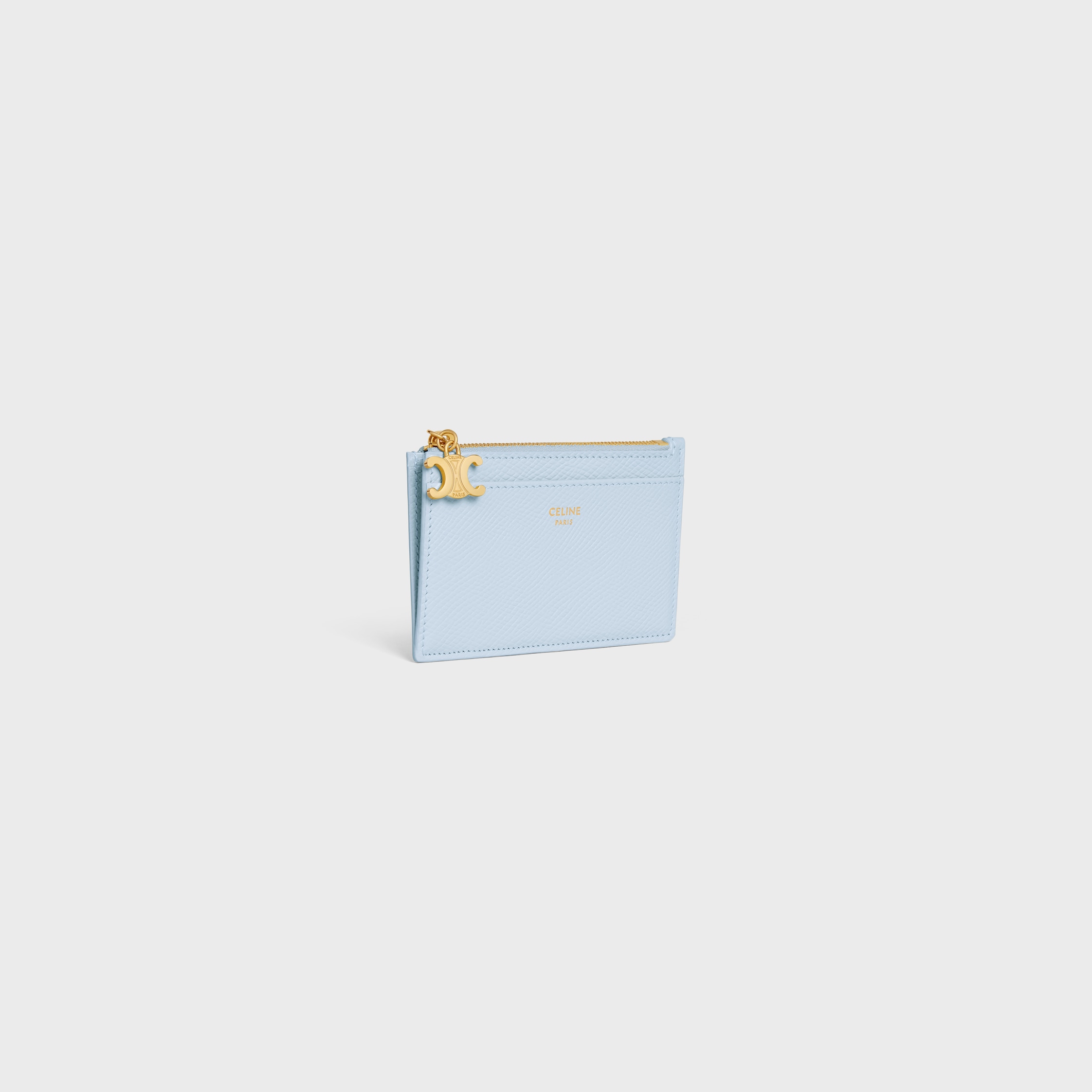 ZIPPED CARD HOLDER TRIOMPHE CHARMS IN GRAINED CALFSKIN