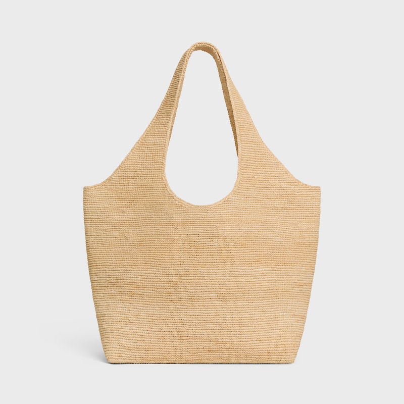 Celine Classic Panier Shopper Cabas IN RAFFIA AND CALFSKIN - NATURAL / TAN - CLASSIC PANIER - 1 | CELINE