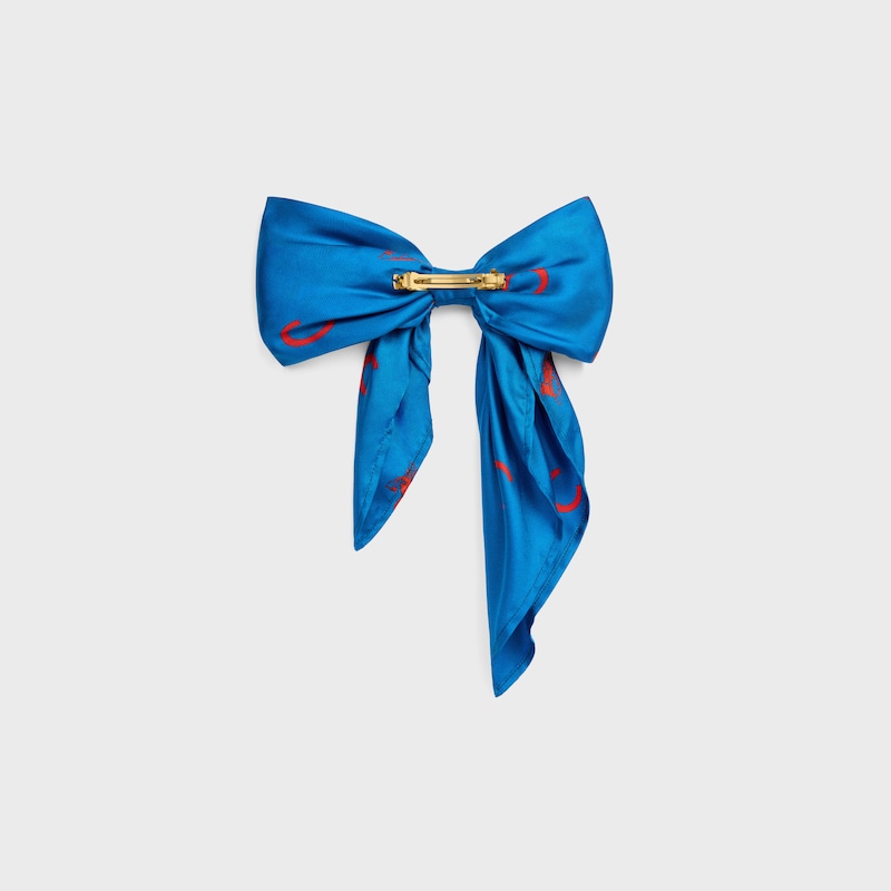 Celine Big Ribbon Hair Clip in Silk and Steel - ULTRA BLUE / ULTRA RED - NEW - 1 | CELINE