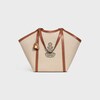 LARGE CABAS IN TEXTILE WITH ANCHOR EMBROIDERY AND CALFSKIN - NATURAL / TAN - OTHER LINES - 1 | CELINE