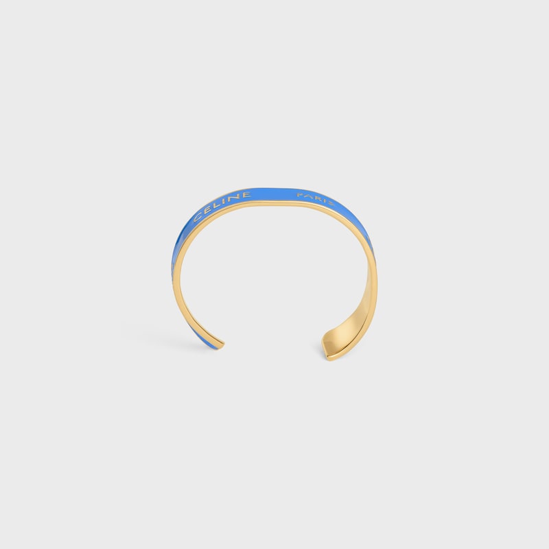 Celine Ribbon Small Cuff em Esmalte e Latão com acabamento dourado - AZUL CELESTE / DOURADO - - 1 | CELINE