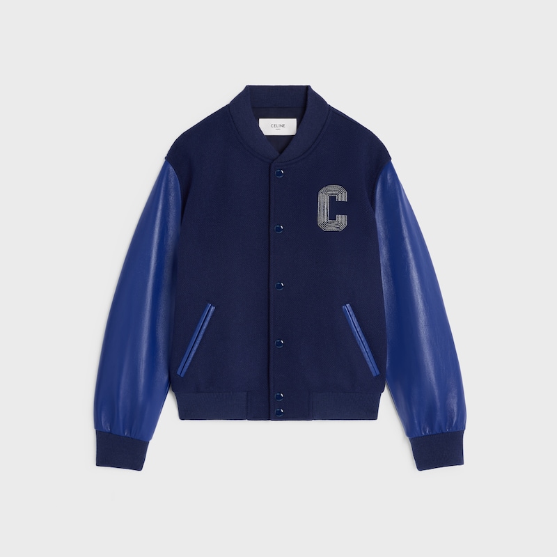 TEDDY JACKET IN TEXTURED WOOL - ROYAL BLUE -  - 1 | CELINE