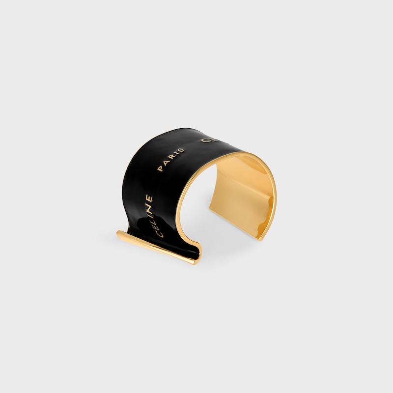 Pulseira Celine Ribbon Grande em Esmalte e Latão com acabamento dourado - PRETO / DOURADO -  - 1 | CELINE