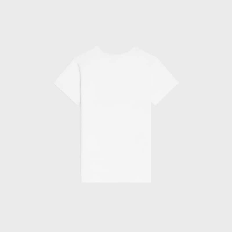 T-Shirt AUS GERIPPTEM BAUMWOLLJERSEY - WOLLWEISS / SCHWARZ -  - 1 | CELINE