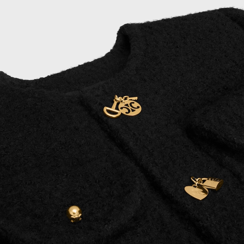 short-sleeved jacket IN cashmere and wool natt&eacute; - BLACK -  - 1 | CELINE