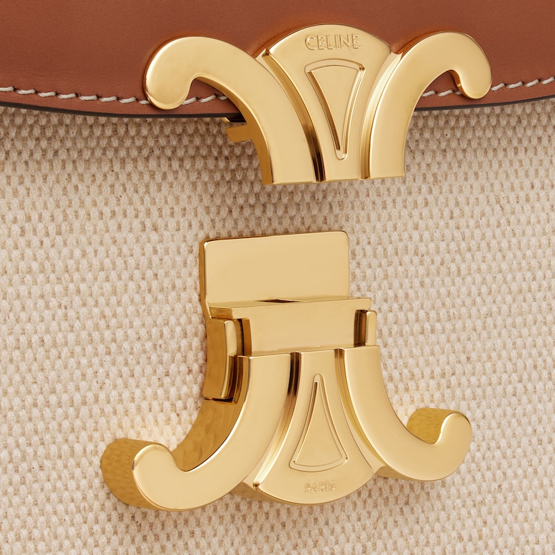 TRIOMPHE經典織物及牛皮革手袋 - 天然色 / 棕黃色 - 斜挎包 - 1 | CELINE