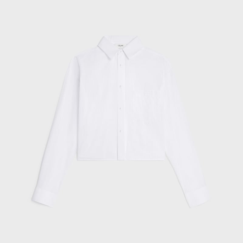 cropped shirt in striped cotton - WHITE -  - 1 | CELINE