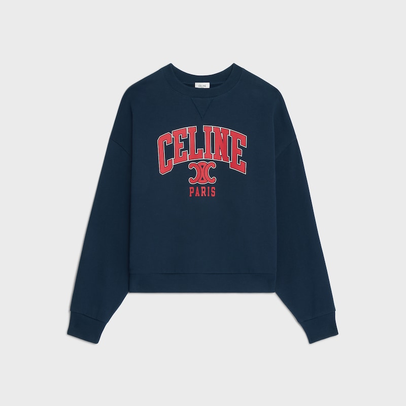 棉質抓絨寬大衛衣 - 海藍色 / 紅色 / 米白色 -  - 1 | CELINE