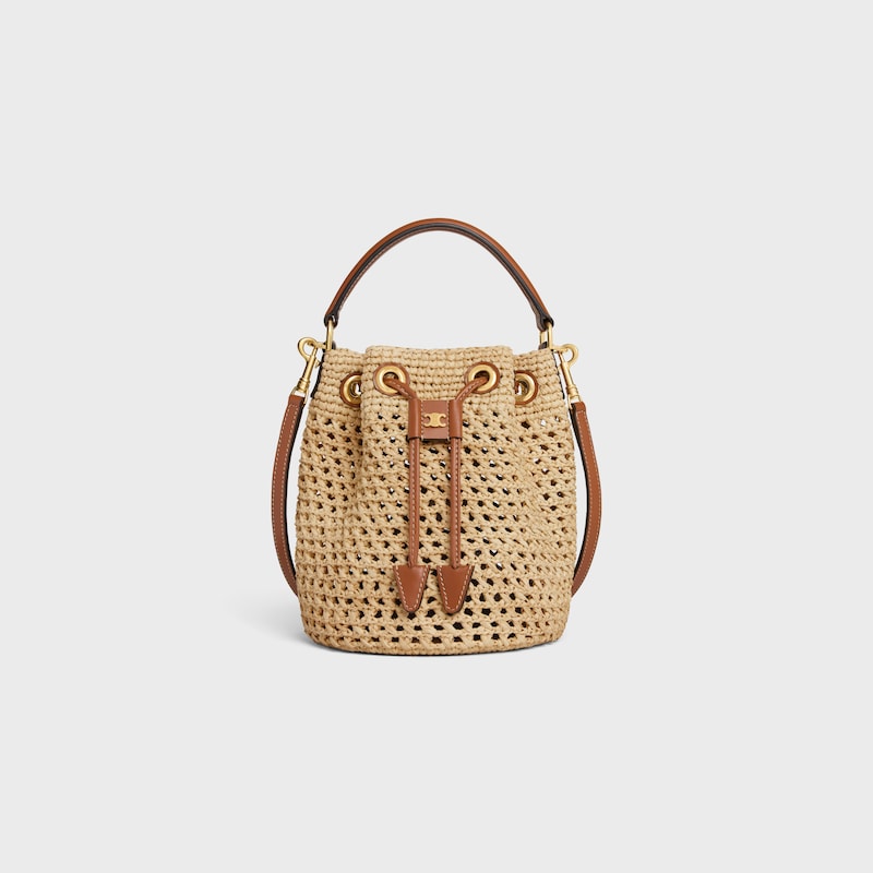 TEEN CLARA BAG IN RAFFIA AND CALFSKIN - NATURAL / TAN - MORE LINES - 1 | CELINE