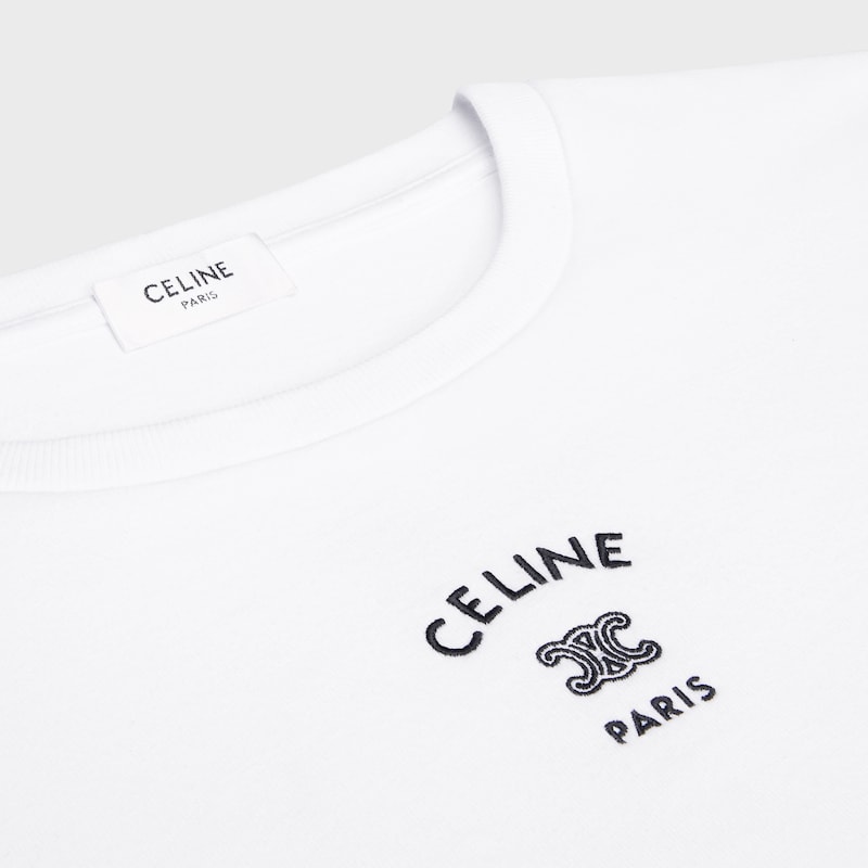 loose t-shirt IN cotton jersey - OFF WHITE / BLACK -  - 1 | CELINE
