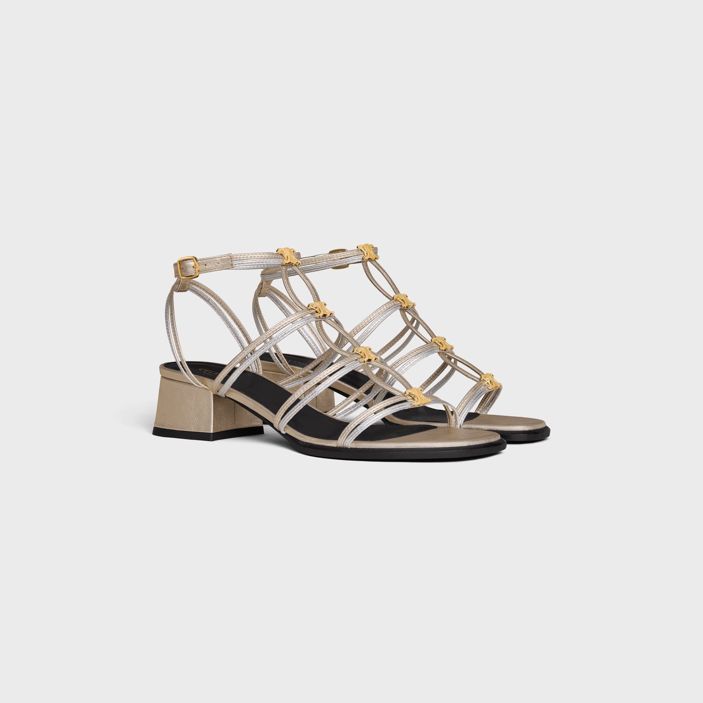 【SS25＊日本未入荷】Clemence Multi Triomphe Sandal CELINE Clemence Multi Triomphe Sandal In Glazed Calfskin