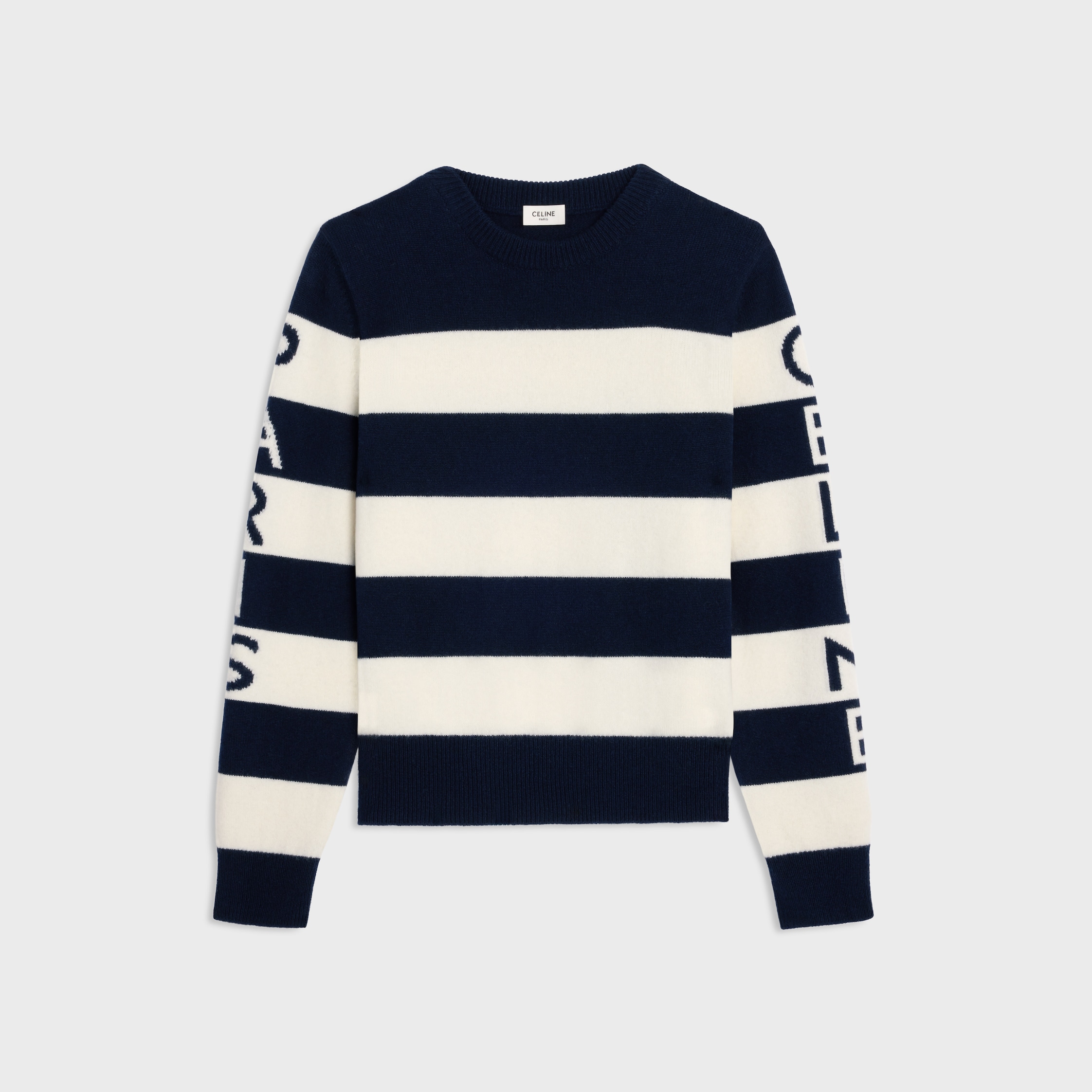クルーネックセーター / ウールカシミア - エクリュ / ネイビー | CELINE