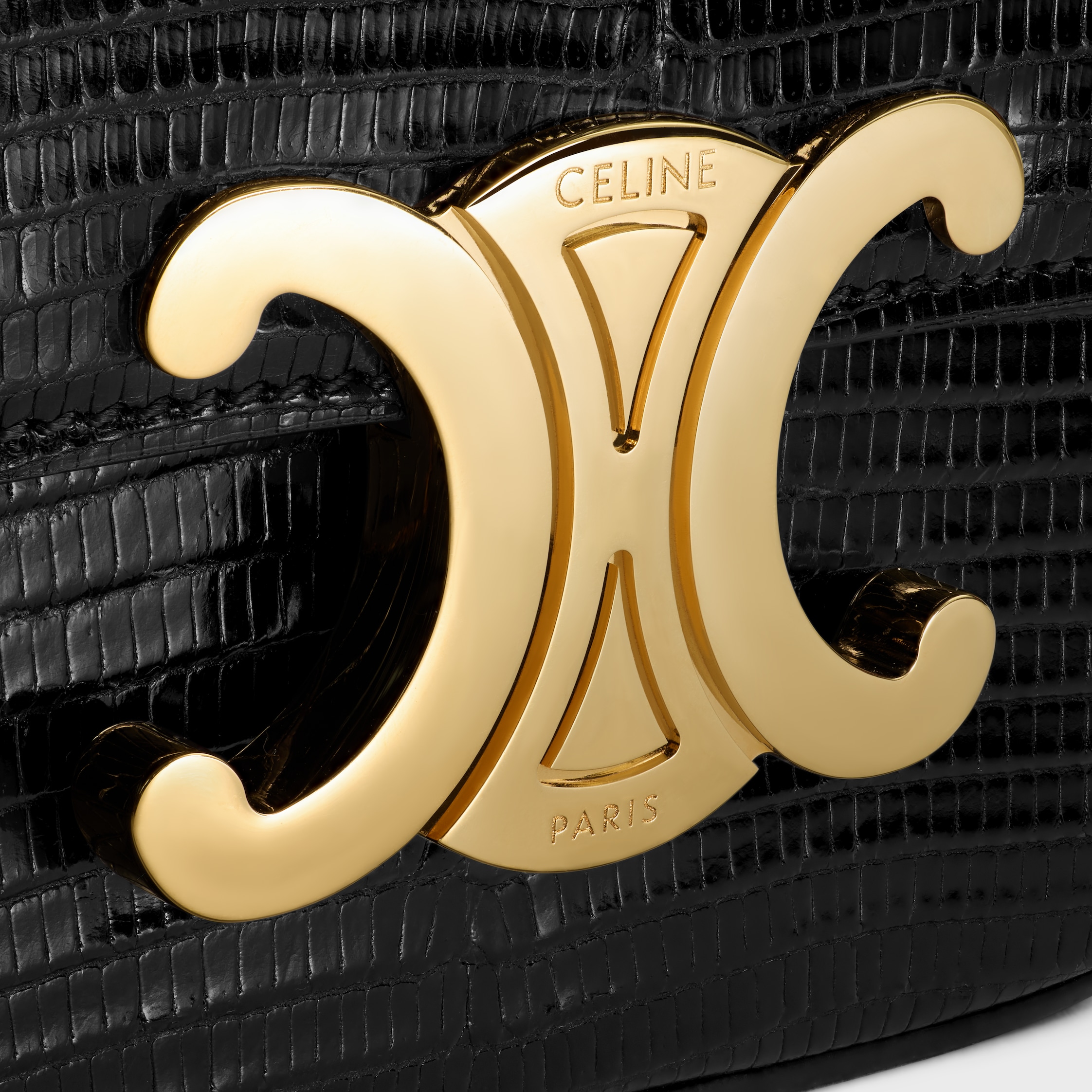 MINI CLAUDE IN LIZARD - BLACK | CELINE