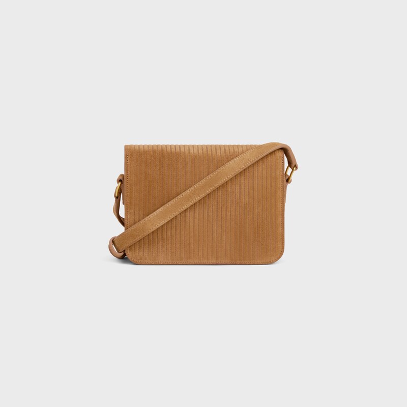 Teen Triomphe Bag in STRIPED SUEDE CALFSKIN - TOBACCO - TRIOMPHE - 1 | CELINE