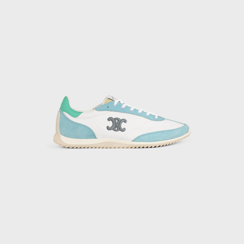 RACER SNEAKER IN NYLON, SUEDE CALFSKIN AND CALFSKIN - OPTIC WHITE / LIGHT BLUE / GREEN -  - 1 | CELINE