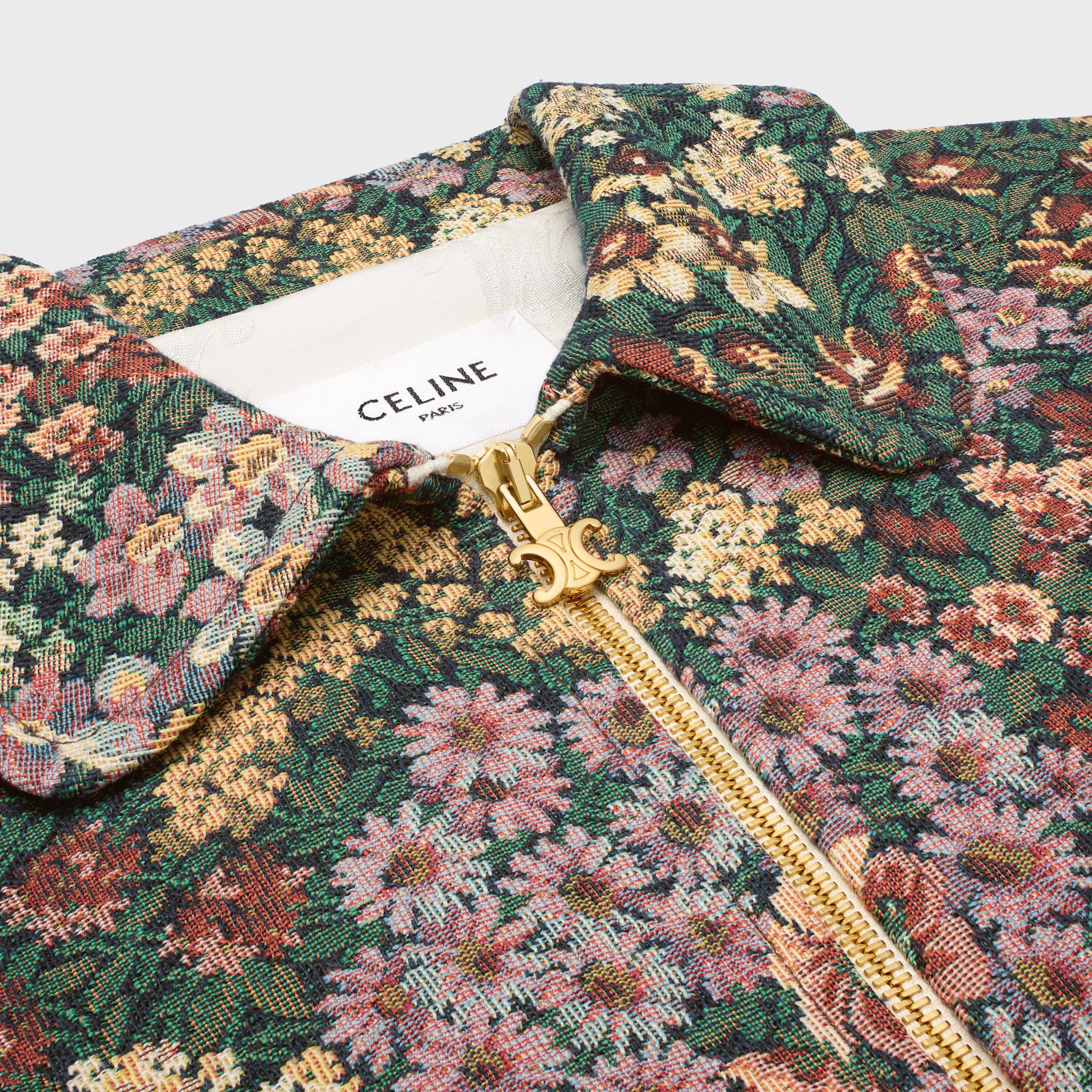 blouson jacket IN cotton jacquard - KHAKI/CHALK/RED/VIOLET