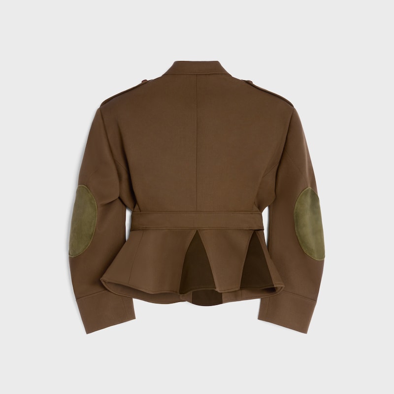 peplum jacket IN diagonal wool - LIGHT BROWN -  - 1 | CELINE