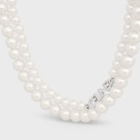 Celine Monochroms Double Pearl Necklace in Brass and Glass Pearl - IVORY / SILVER -  - 2 | CELINE