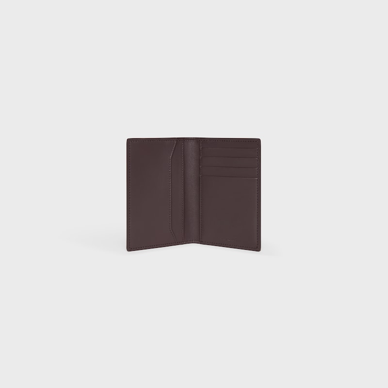 VERTICAL CARD HOLDER IN GRAINED CALFSKIN - ESPRESSO - COIN AND CARD HOLDERS - 1 | CELINE