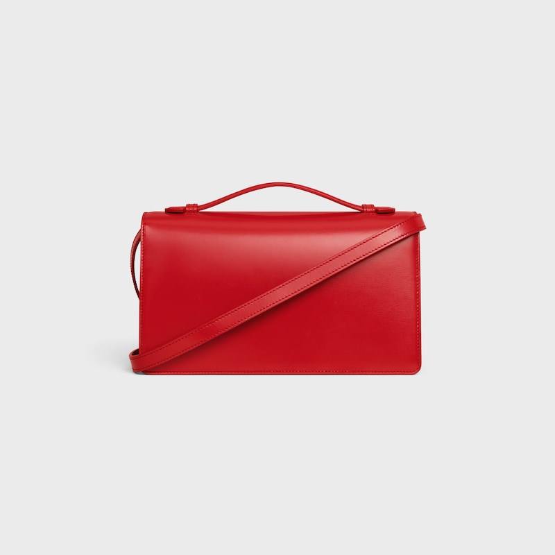 MEDIUM TRIOMPHE FOLIO IN SHINY CALFSKIN - ULTRA RED - NEW - 1 | CELINE