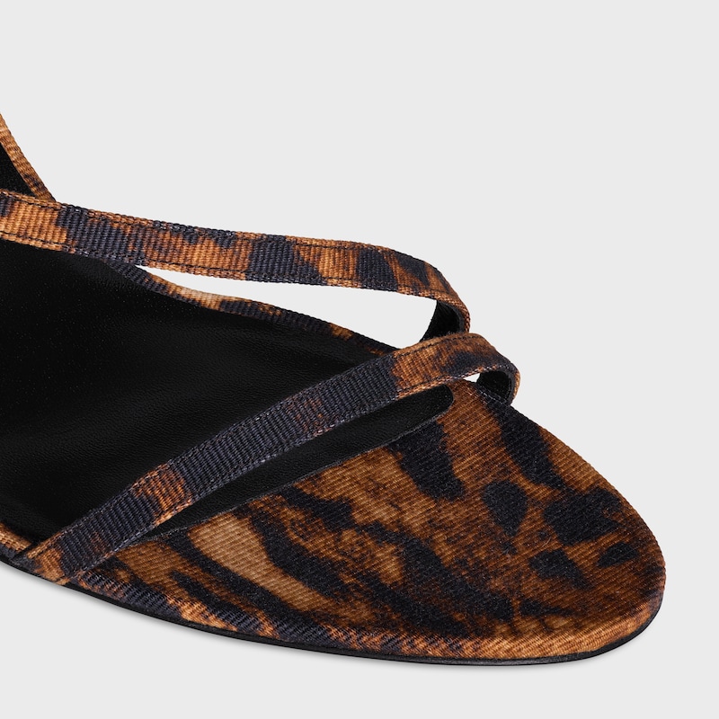 CELINE AVA SANDAL IN LEOPARD PRINTED GROS GRAIN FABRIC - BROWN / BEIGE -  - 1 | CELINE