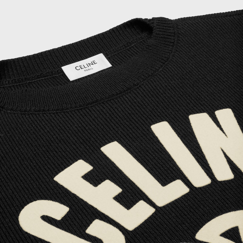 boat neck sweater in cashmere and wool - BLACK / OFF WHITE -  - 1 | CELINE