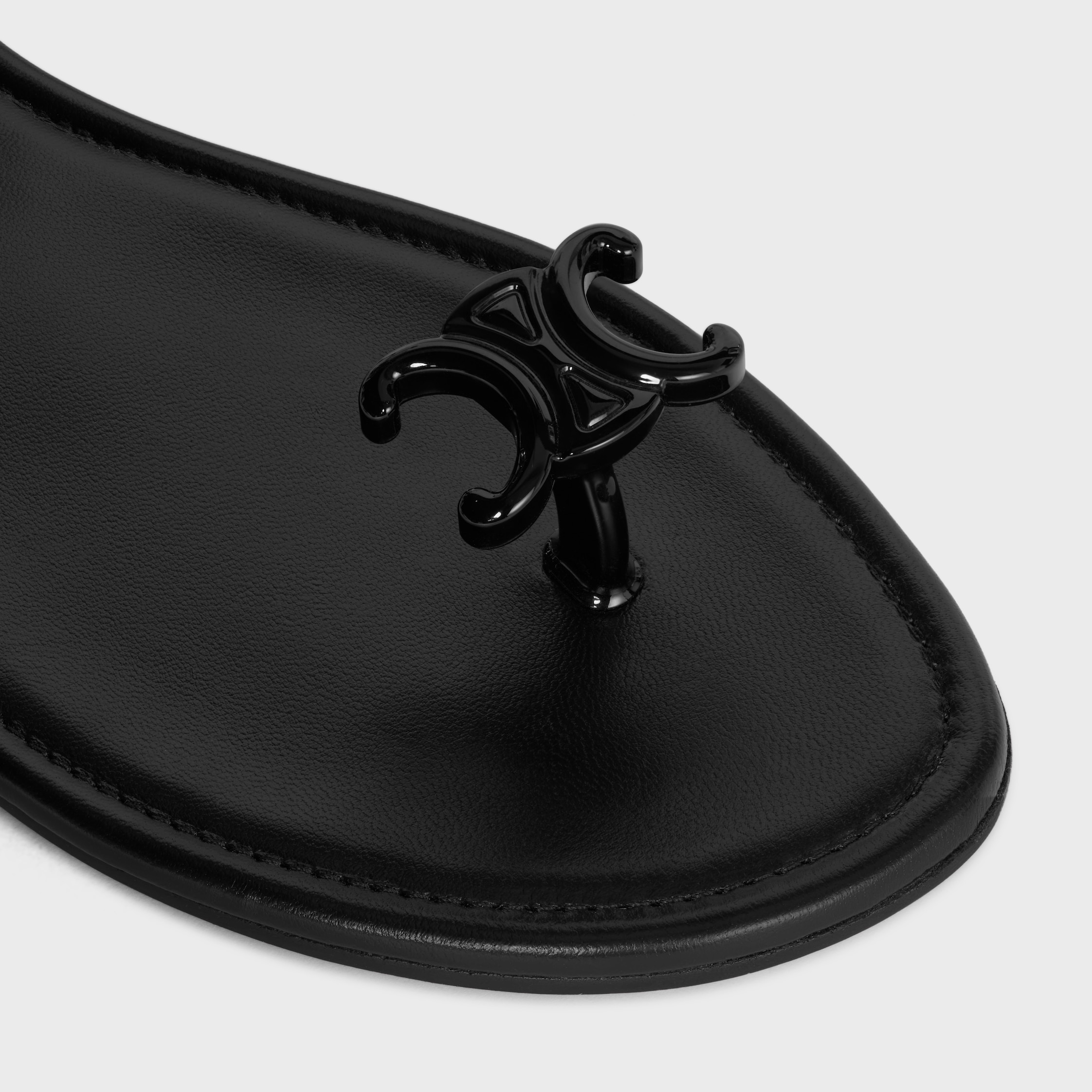 BAY - TRIOMPHE THONG SANDAL IN SUPPLE CALFSKIN - BLACK | CELINE