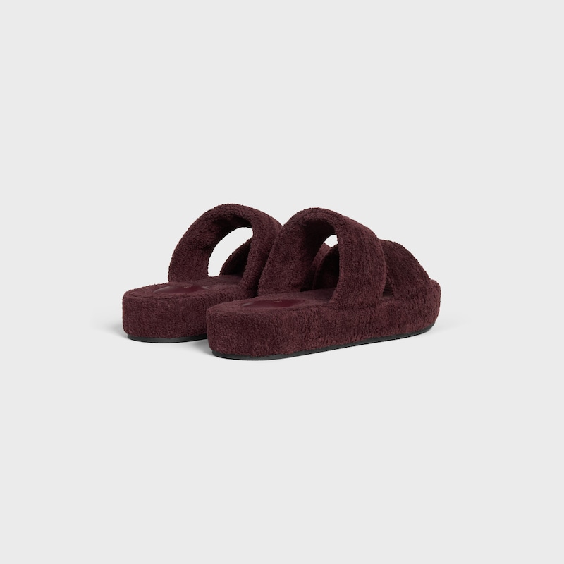 CELINE SLIDES TRIOMPHE IN SPONGE FABRIC - DARK BURGUNDY -  - 1 | CELINE