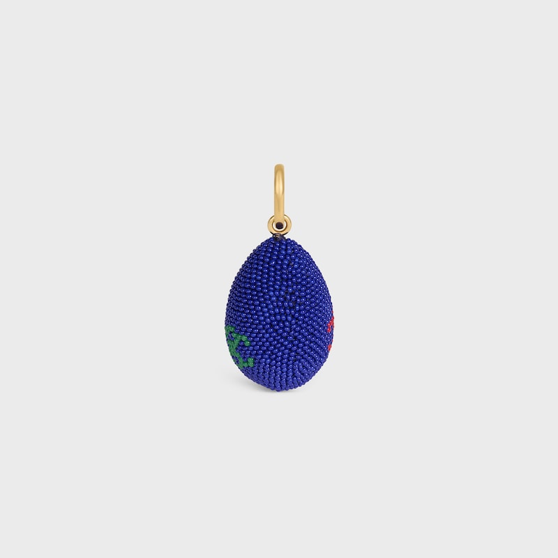 Pendant Oeuf Perles en Laiton dor&eacute; et Perles - Bleu marine, Rouge, Vert et Dor&eacute; - CELINE CHARMS - 1 | CELINE