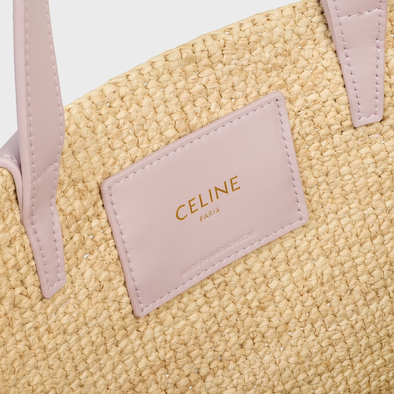 Celine Classic Panier petit modèle Souple Raphia et veau - BLEACHED PINK - CLASSIC PANIER - 1 | CELINE