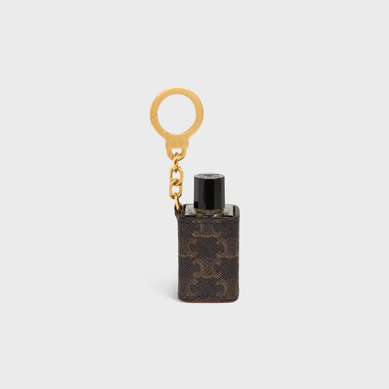 Miniature Perfume Holder Charm in Triomphe Canvas and calfskin - BLACK - BEAUTY ACCESSORIES - 1 | CELINE